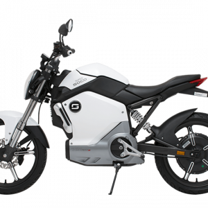 Moto électrique Super SOCO modèle TS, moteur bosch et batterie panasonic vitesse max de 45km/h pour une autonomie de 80 km blanc