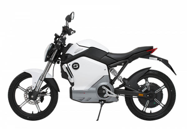 Moto électrique Super SOCO modèle TS, moteur bosch et batterie panasonic vitesse max de 45km/h pour une autonomie de 80 km blanc